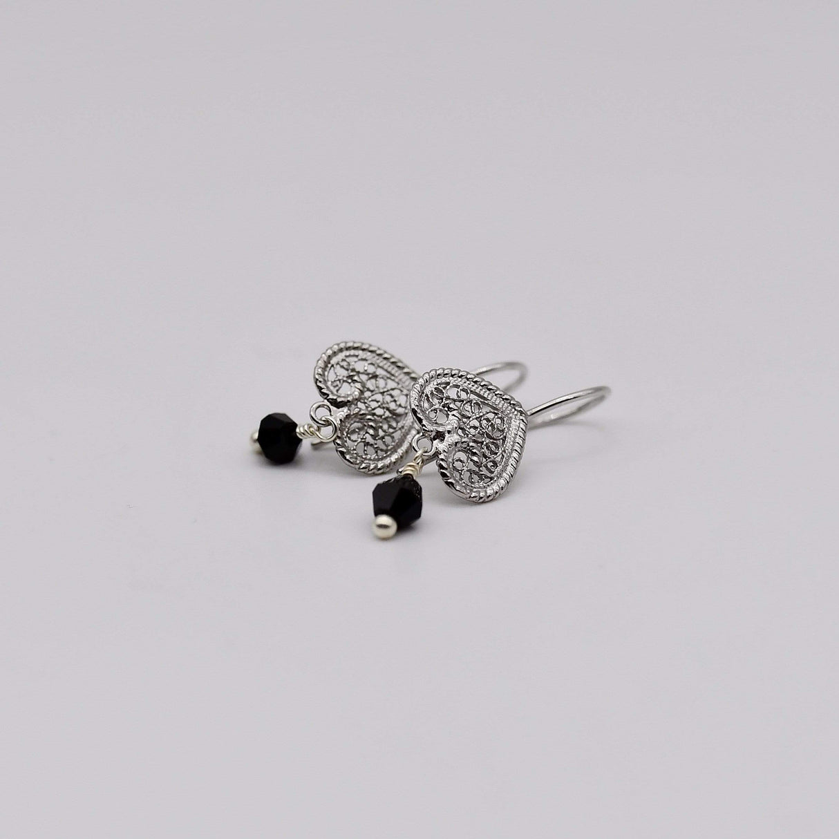 Coração I Silver filigree earrings