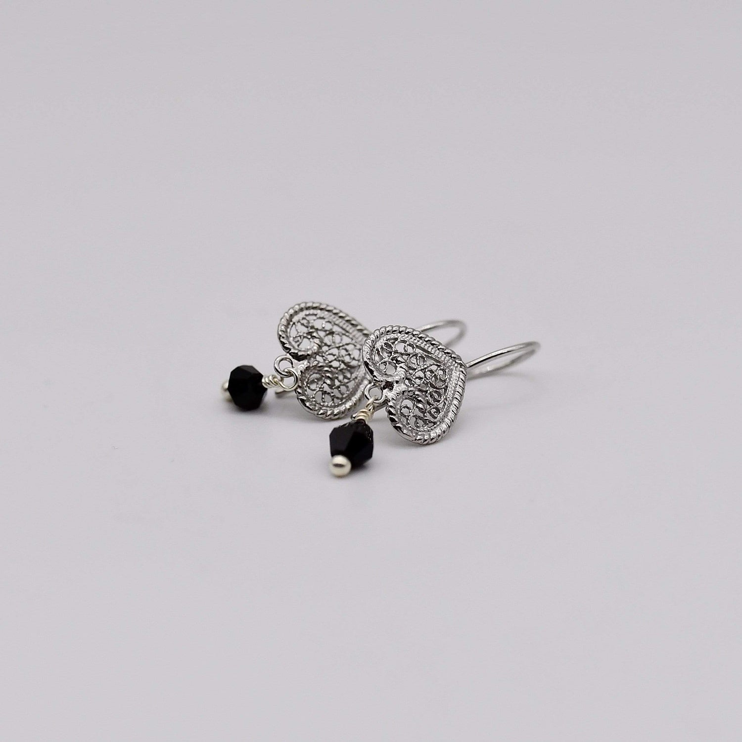Coração I Silver filigree earrings