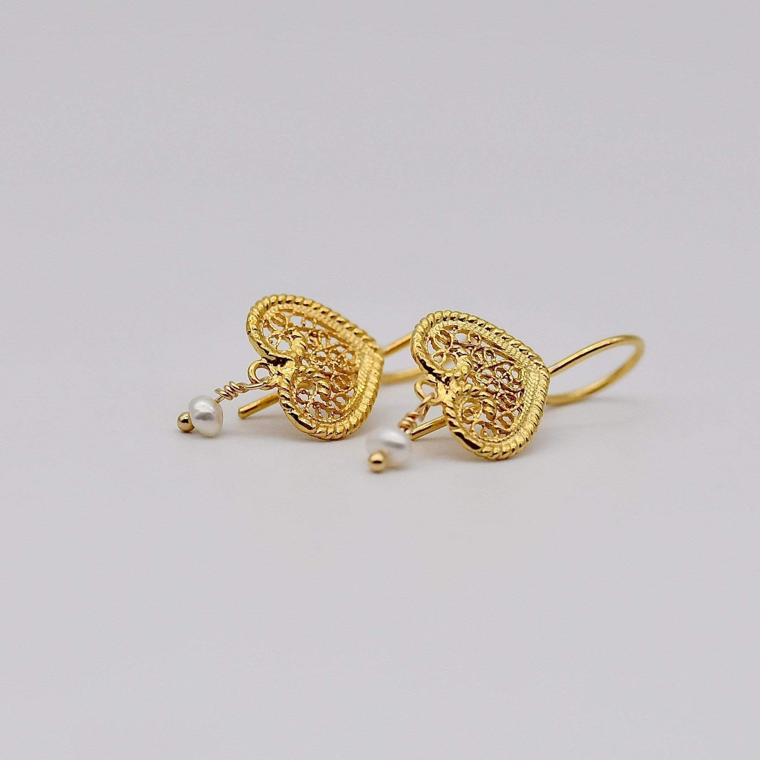 Coração I Silver filigree earrings