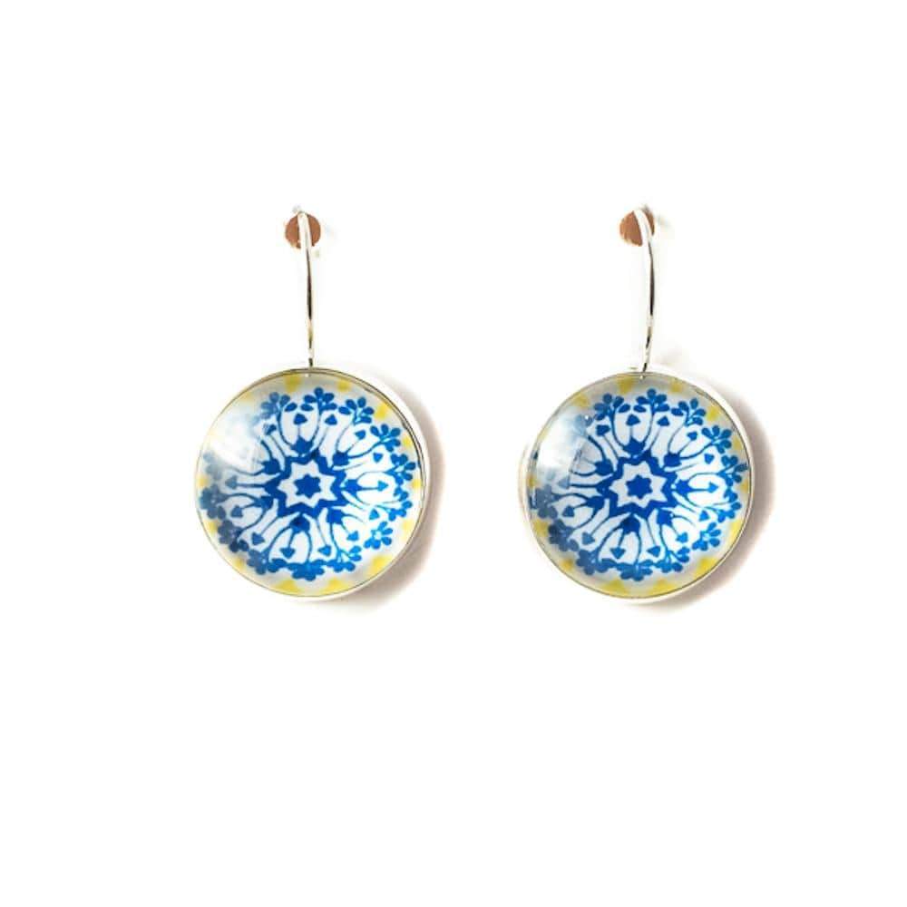 Azulejo I Metal and glass Earrings