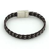 bracelet in leather and silver thread