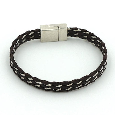 bracelet in leather and silver thread