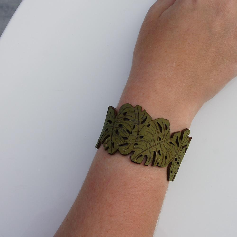 Cork bracelet - "Tropic green"