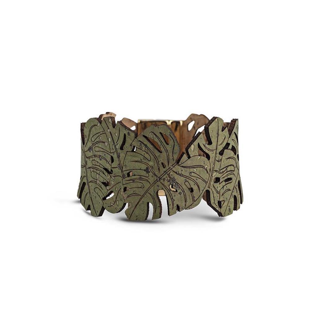 Cork bracelet - "Tropic green"