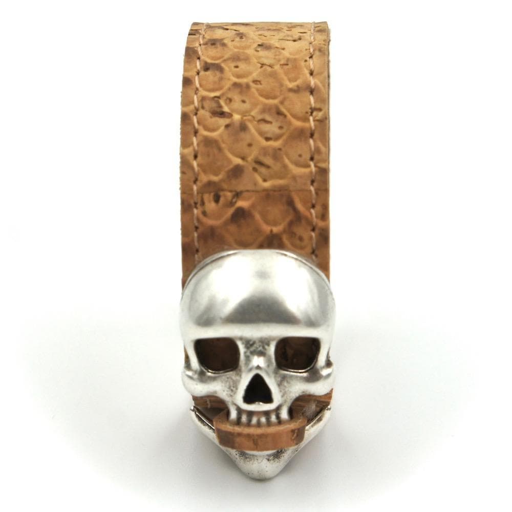 Beige cork bracelet - Skull