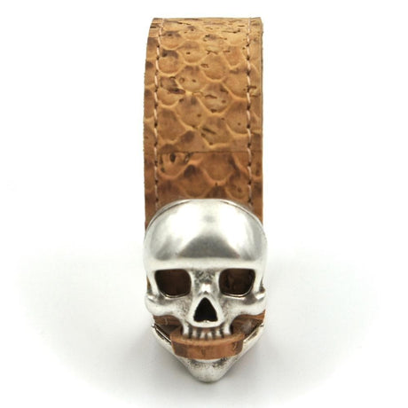 Beige cork bracelet - Skull