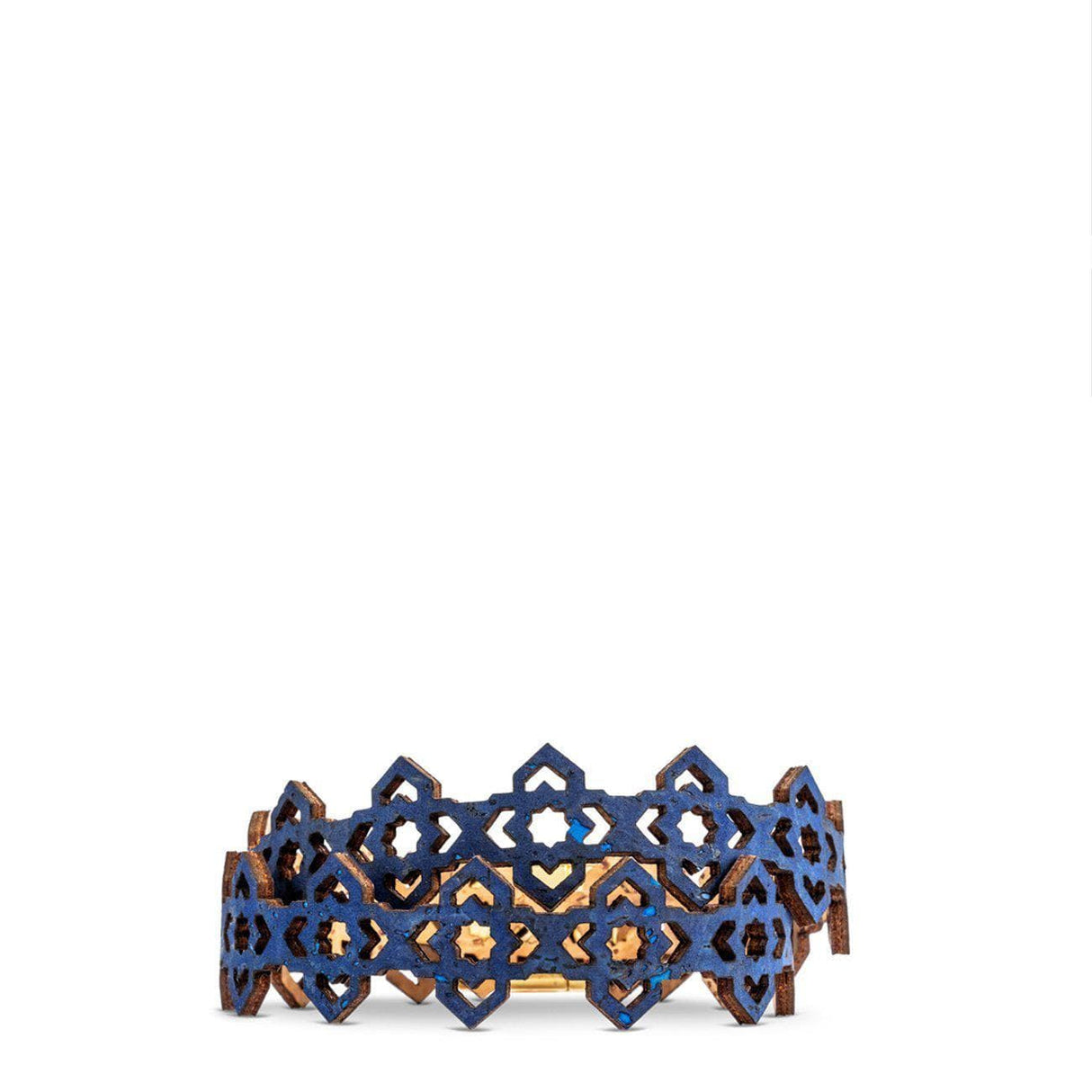 Cork double bracelet - Navy blue