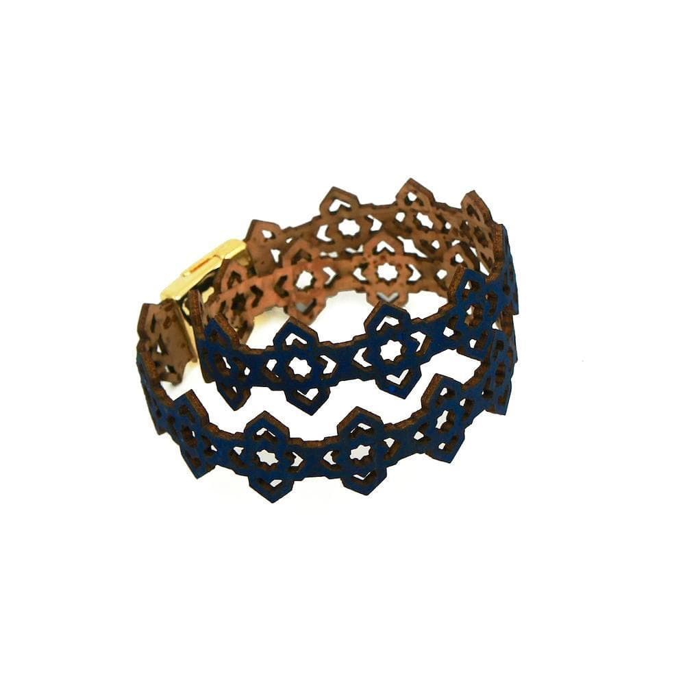 Cork double bracelet - Navy blue