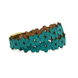 Flores I Turquoise-Blue Double cork bracelet