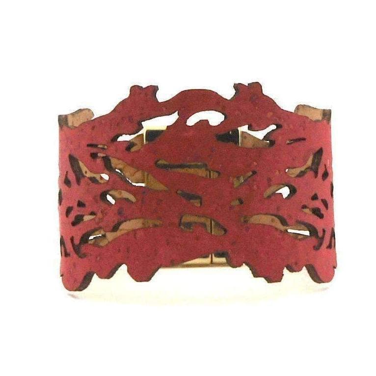 Cork bracelet - "Vibrant sea red"