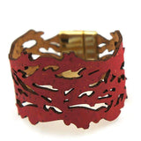 Cork bracelet - "Vibrant sea red"