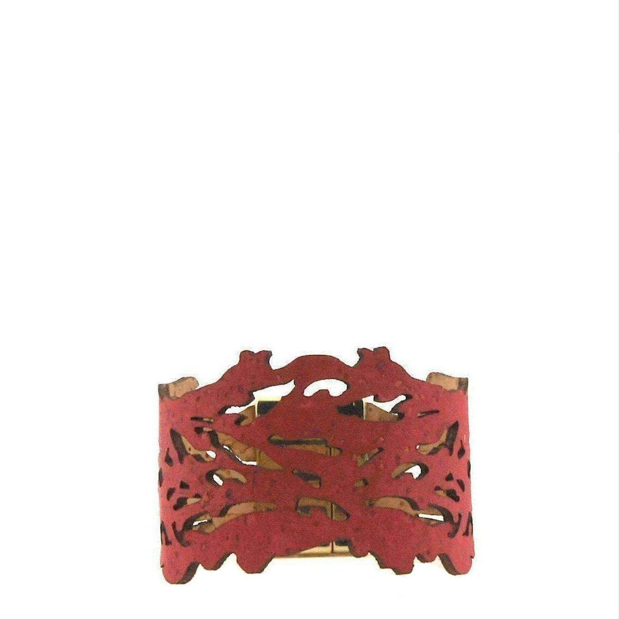 Cork bracelet - "Vibrant sea red"