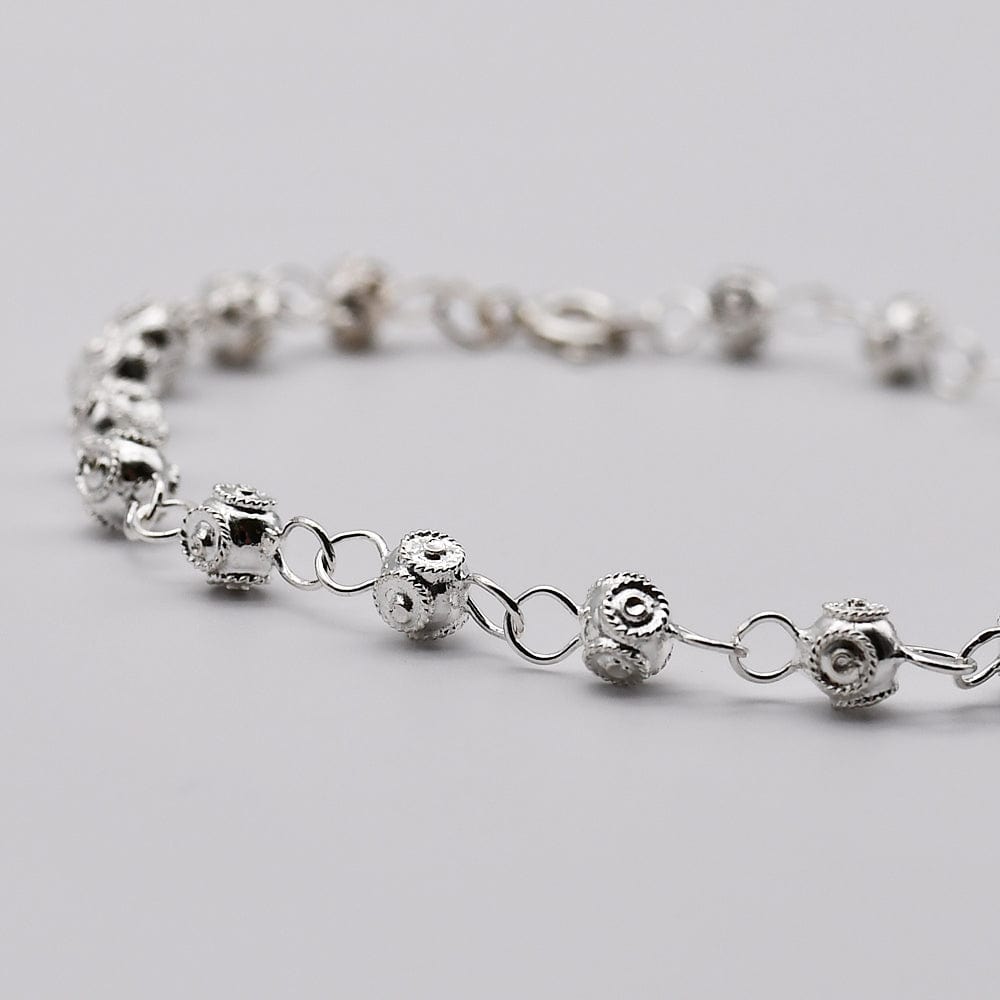 Bracelet portugais en perles d'argent massif Conta de Viana I Bracelet en argent