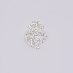 Broche Coeur de Viana en argent 11 cm I Vente bijoux argent Coração de Viana I Broche en argent - 6cm