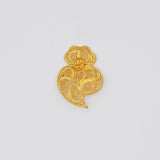 Broche Coeur de Viana en argent doré 6cm I Vente bijoux argent Coração de Viana I Broche en argent doré - 6cm