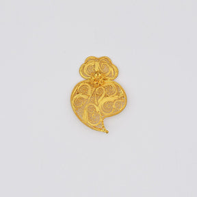 Broche Coeur de Viana en argent doré 6cm I Vente bijoux argent Coração de Viana I Broche en argent doré - 6cm