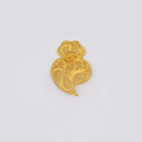 Broche Coeur de Viana en argent doré 6cm I Vente bijoux argent Coração de Viana I Broche en argent doré - 6cm