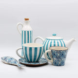 Carafe avec bouchon en liège I Vente en ligne Carafe à bouchon "Costa Nova Mar" 25cm - Turquoise 25cm