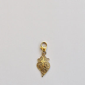 Charm portugais en argent doré I Breloque porte-bonheur Charm Coração de Viana en argent doré