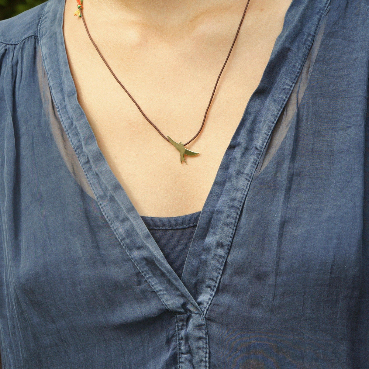 Golden Stirling silver Charm Necklace "Andorinha"