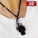 Collier croix catholique en pierre noire I Bijoux portugais Collier croix en pierre noire