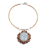 Cork necklace with Azulejos pendants in wood