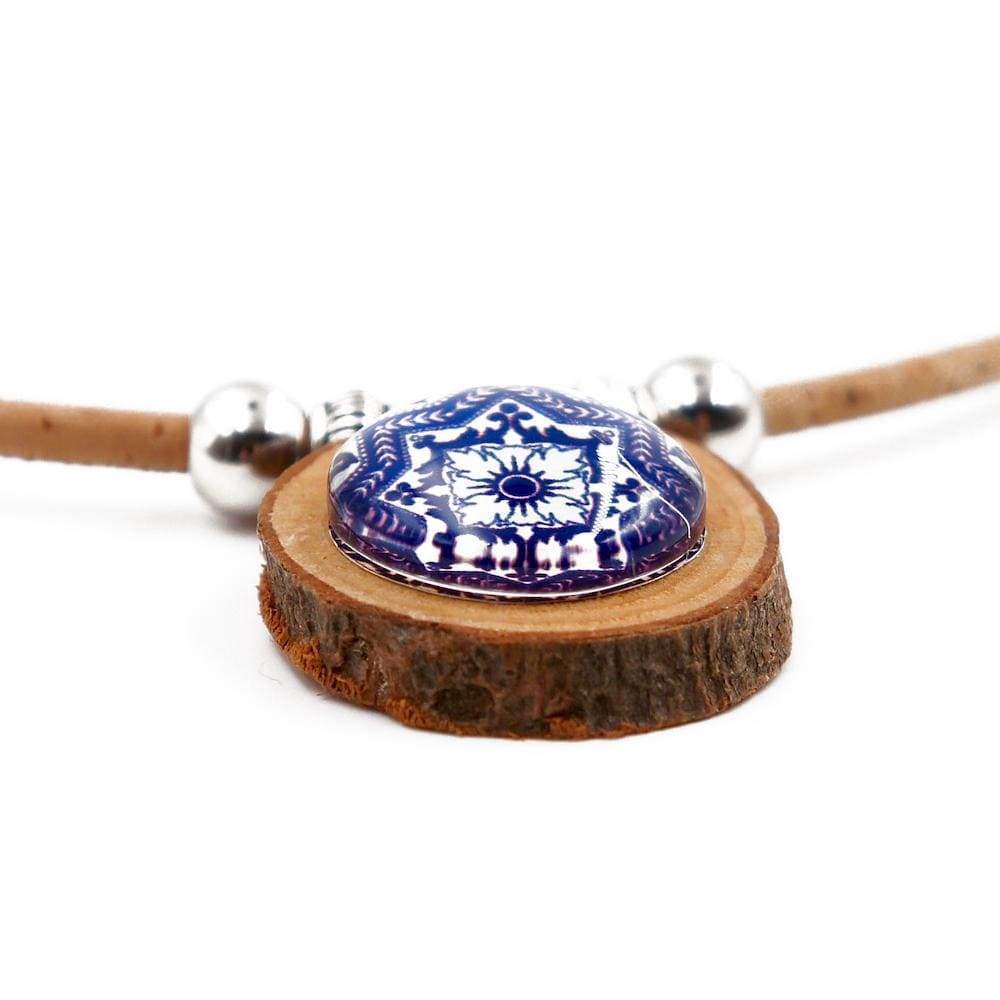 Cork necklace with Azulejos pendants in wood