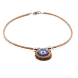 Cork necklace with Azulejos pendants in wood