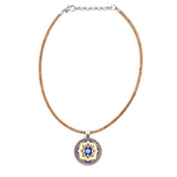 Cork necklace with Azulejos pendants in metal