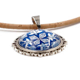 Cork necklace with Azulejos pendants in metal