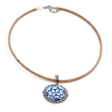 Cork necklace with Azulejos pendants in metal