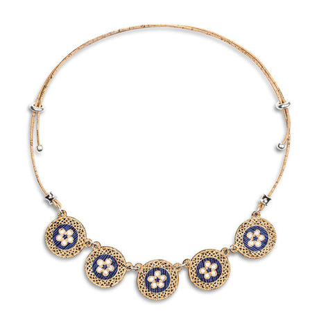 Cork short necklace "Flores"