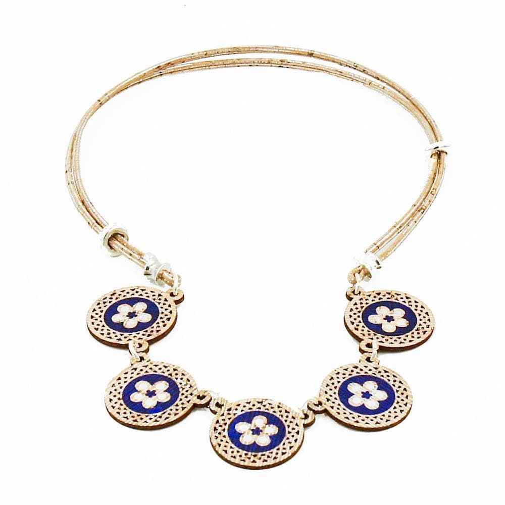 Cork short necklace "Flores"