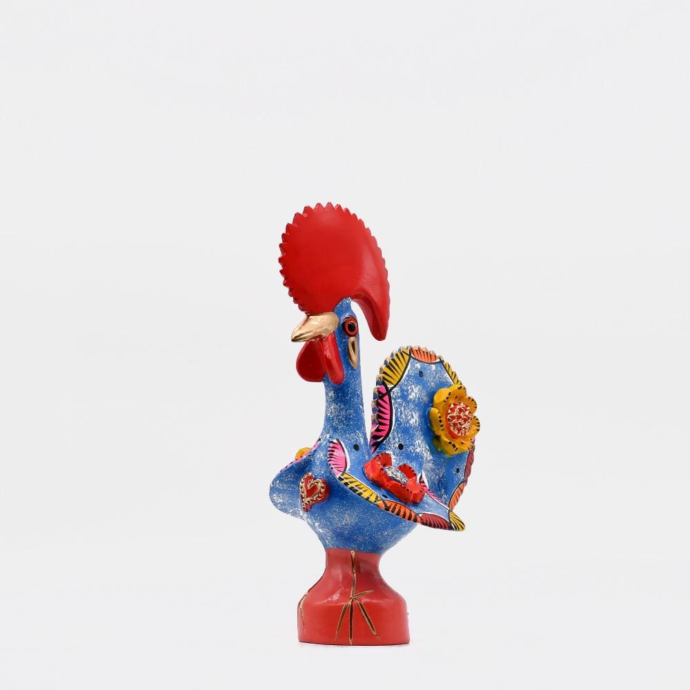 Coq de Barcelos I Statuette en céramique du Portugal  Coq de Barcelos 25cm bleu - Prazeres Côta