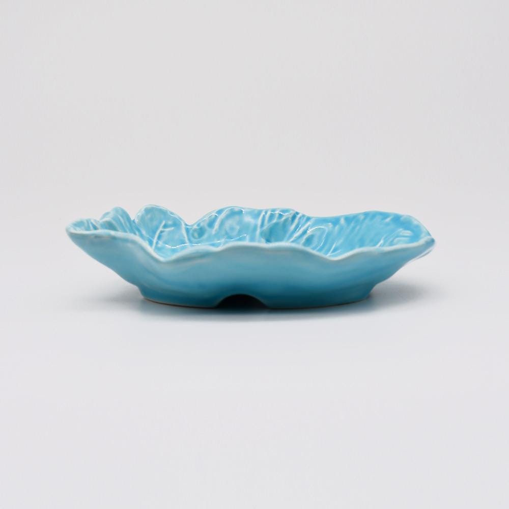 Folha de couve I Ceramic plate - Turquoise - 16cm