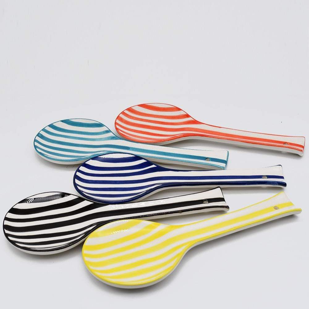 Costa Nova Mar I Striped Ceramic Table Spoon - Blue