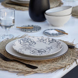 Ensemble de 4 assiettes en grès au motifs floraux Assiettes en grès "Éléments" - 21cm