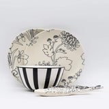 Ensemble de 4 assiettes en grès au motifs floraux Assiettes en grès "Flores" - 21cm