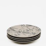 Ensemble de 4 assiettes en grès au motifs floraux Ensemble de 4 assiettes en grès "Flores" - 21cm