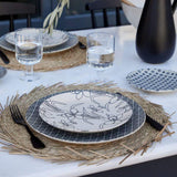 Ensemble de 4 assiettes en grès au motifs floraux Ensemble de 4 assiettes en grès "Flores" - 21cm