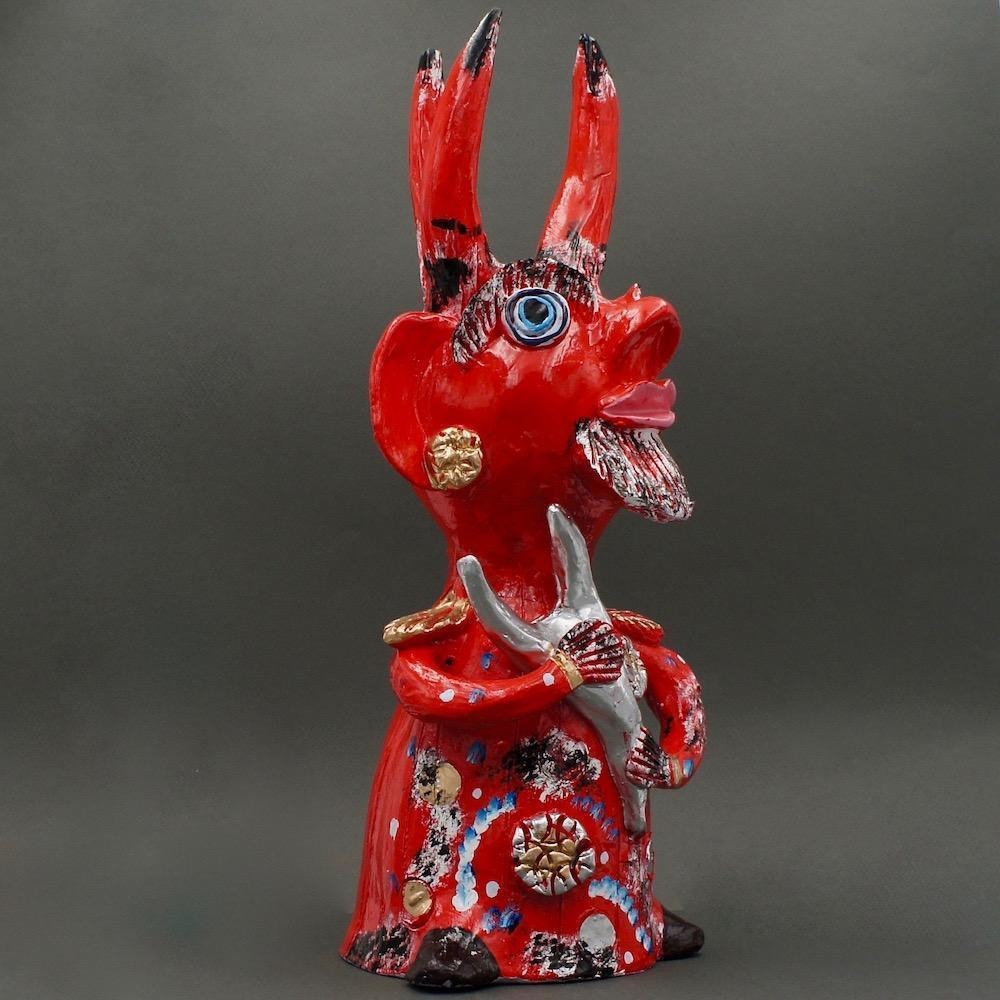 Diabo com três cornos I Statuette by Júlia Côta - 40 cm