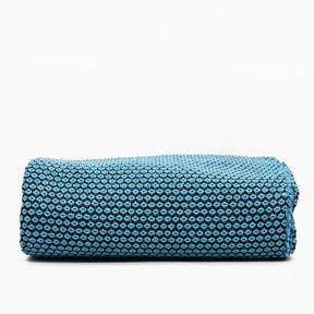 Grand plaid en coton blanc et noir tissé au Portugal Plaid en coton "Ponto" 999X999 - Turquoise