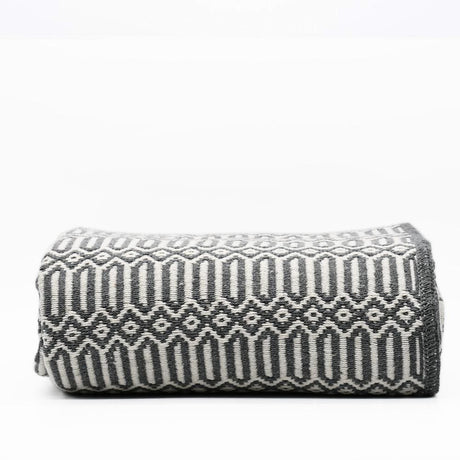 Grand plaid en coton gris foncé tissé au Portugal Plaid en coton 210X140 - Gris