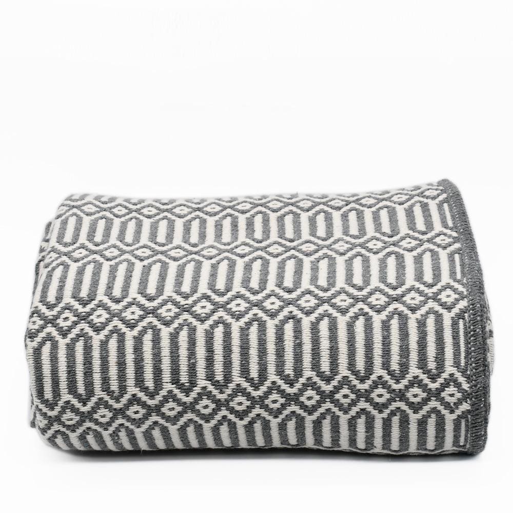 Grand plaid en coton gris foncé tissé au Portugal Plaid en coton 210X140 - Gris