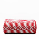 Grand plaid en coton rouge tissé au Portugal Plaid en coton 210X110 - Rouge