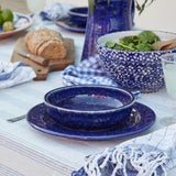 Grande Assiette émaillée bleue I Vaisselle portugaise Assiette en grès “Abbey" - 29cm