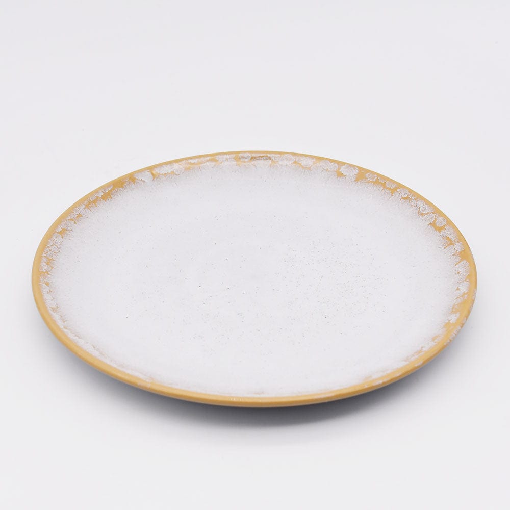 Grande assiette en grès de la collection portugaise Corals Assiette en grès "Amazonia" Blanche - 21cm