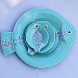 Grande assiette ou plat en verre vert I Artisanat portugais Assiette ou plat en verre "Marinha Grande" 38cm - Verte