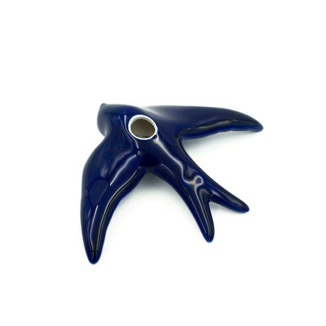 Hirondelle lisse en céramique bleue