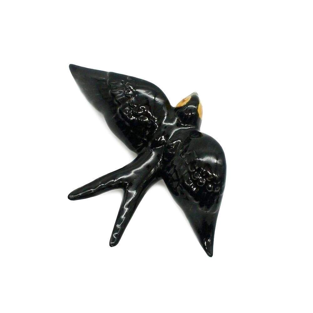 Hirondelle noire en céramique traditionnelle Bordallo Pinheiro Hirondelle de Caldas da Rainha en céramique noire